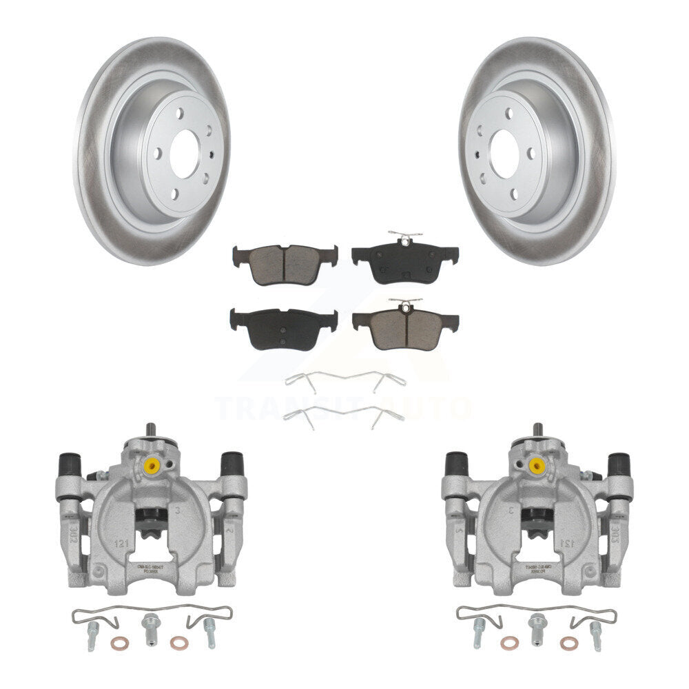 Rear Disc Brake Caliper Coated Rotors And Ceramic Pads Kit For Ford Fusion Lincoln MKZ KCG-100153C