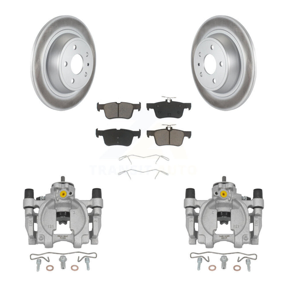 Rear Disc Brake Caliper Coated Rotors And Ceramic Pads Kit For Ford Fusion Lincoln MKZ KCG-100153C