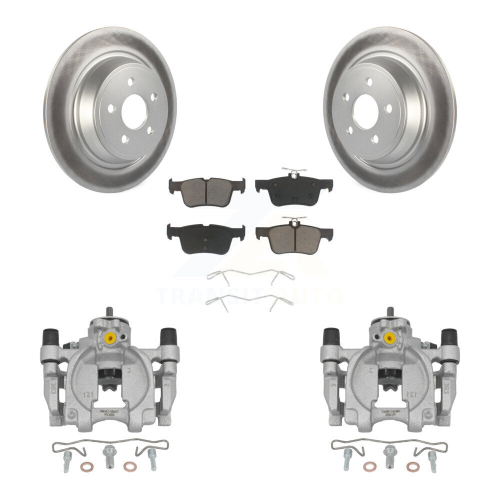 Rear Brake Caliper Coat Rotors & Ceramic Pad Kit For Ford Fusion Lincoln MKZ Continental KCG-100155C