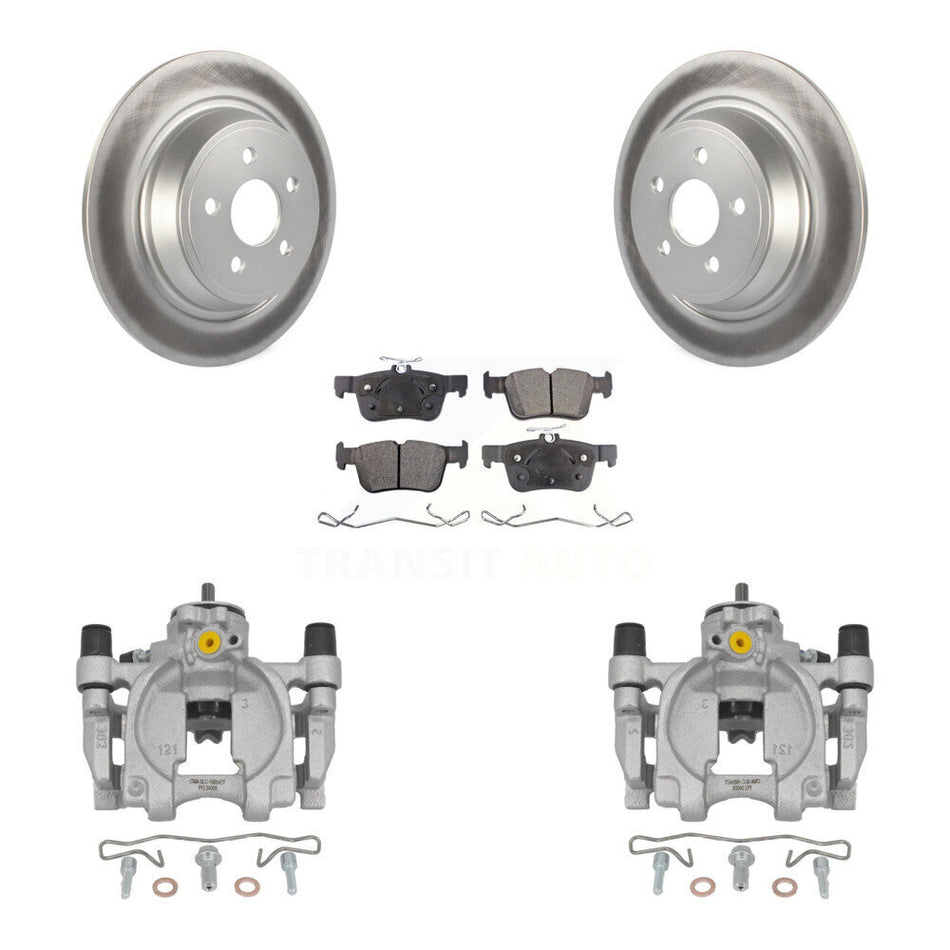 Rear Disc Brake Caliper Coat Rotor Semi-Metallic Pad Kit For Ford Fusion Lincoln MKZ SSV KCG-100155P
