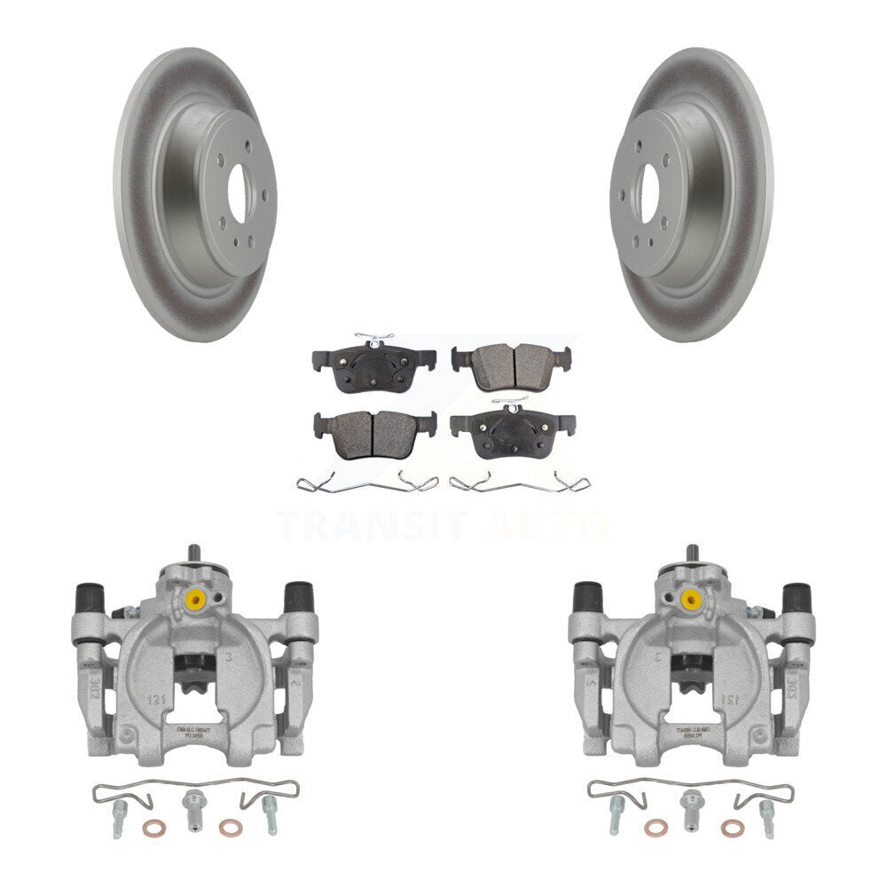 Rear Disc Brake Caliper Coated Rotors And Semi-Metallic Pads Kit For Lincoln Continental KCG-100156P