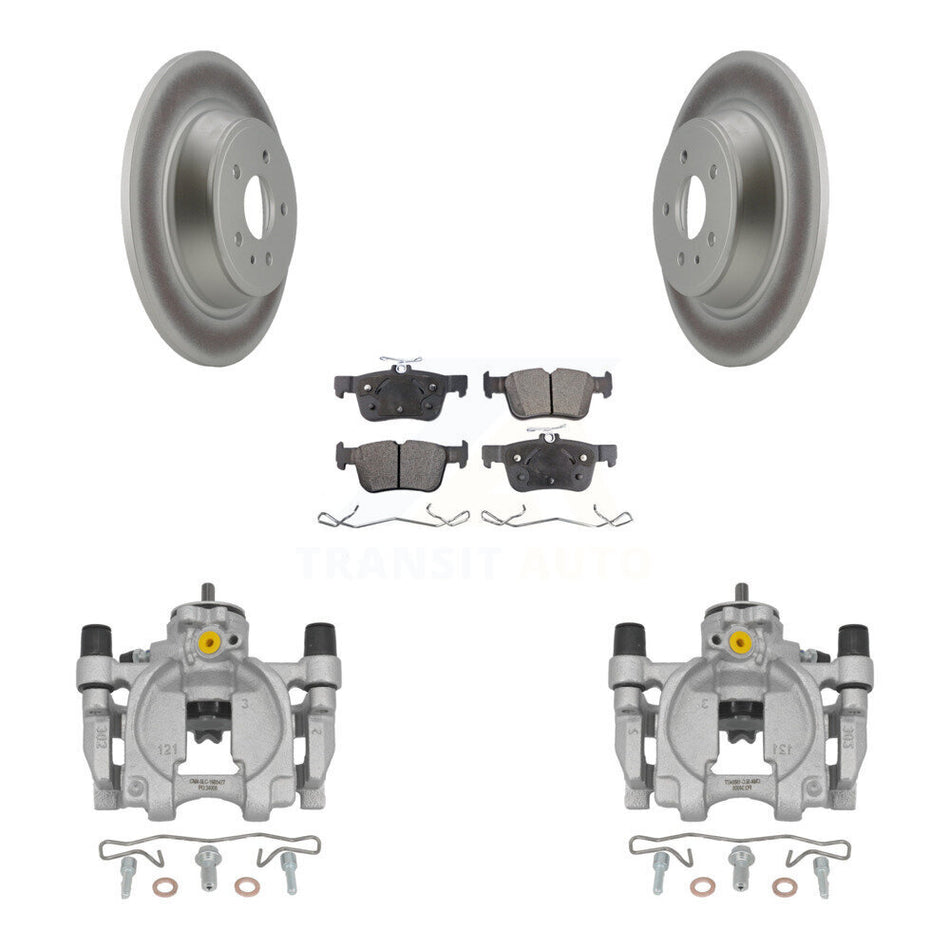 Rear Disc Brake Caliper Coated Rotors And Semi-Metallic Pads Kit For Lincoln Continental KCG-100156P