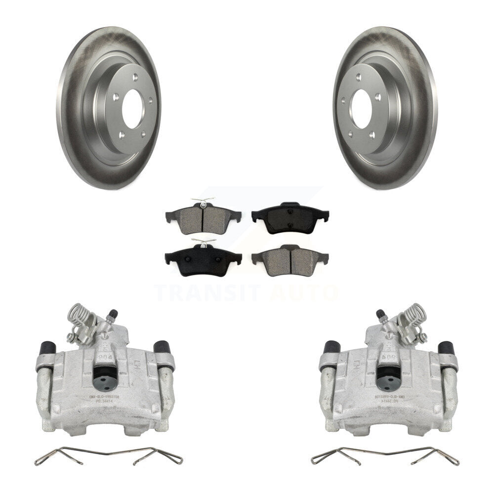 Rear Disc Brake Caliper Coated Rotors And Semi-Metallic Pads Kit For Mazda 5 KCG-100156S by Transit Auto