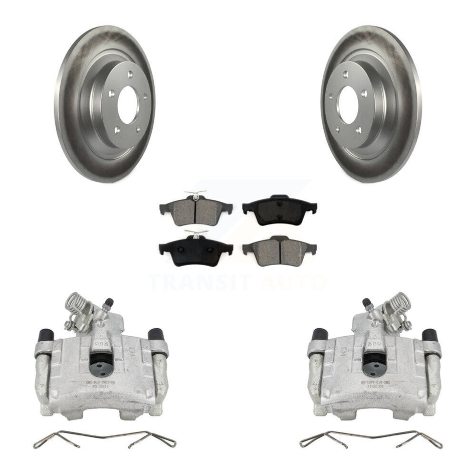 Rear Disc Brake Caliper Coated Rotors And Semi-Metallic Pads Kit For Mazda 5 KCG-100156S