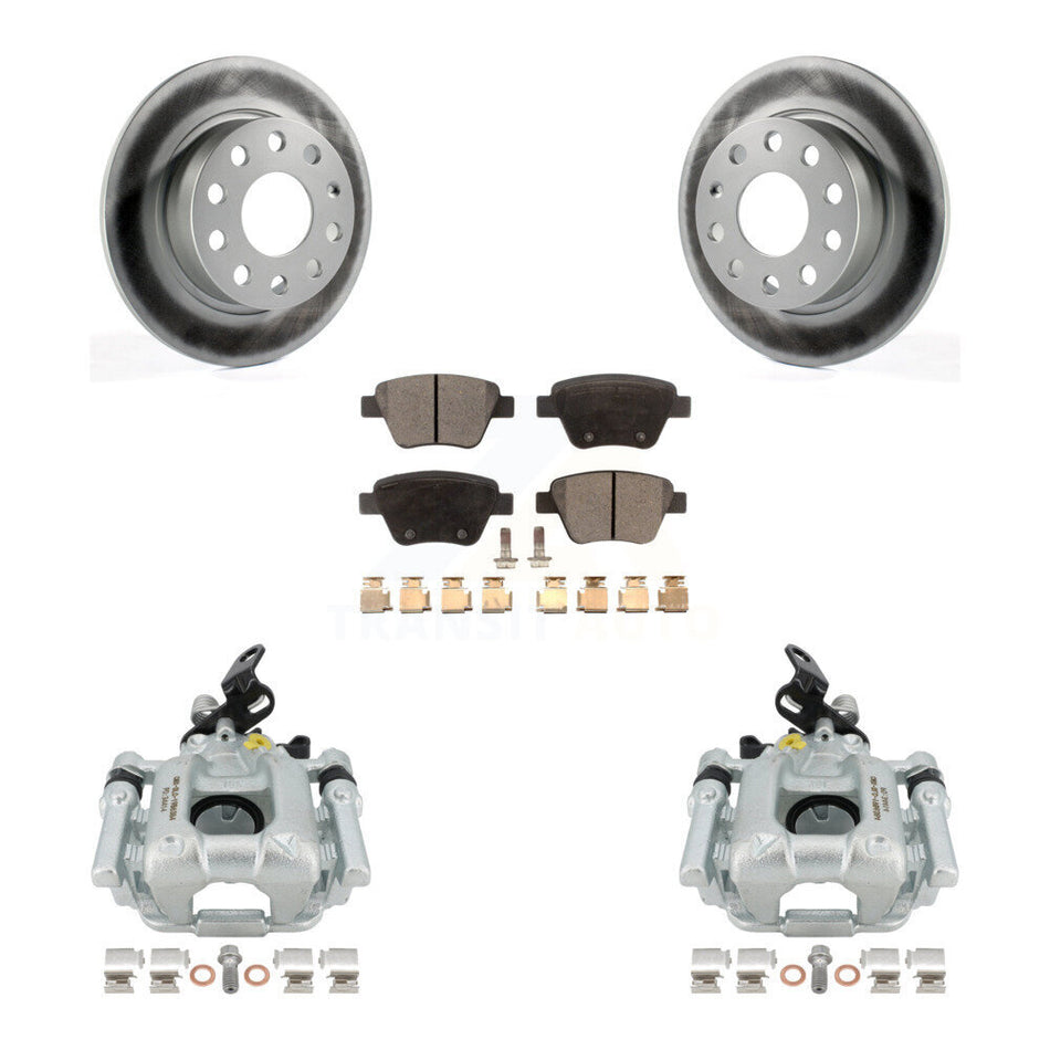 Rear Disc Brake Caliper Coated Rotors And Ceramic Pads Kit For Volkswagen GTI Eos With 253mm Diameter Rotor KCG-100156T