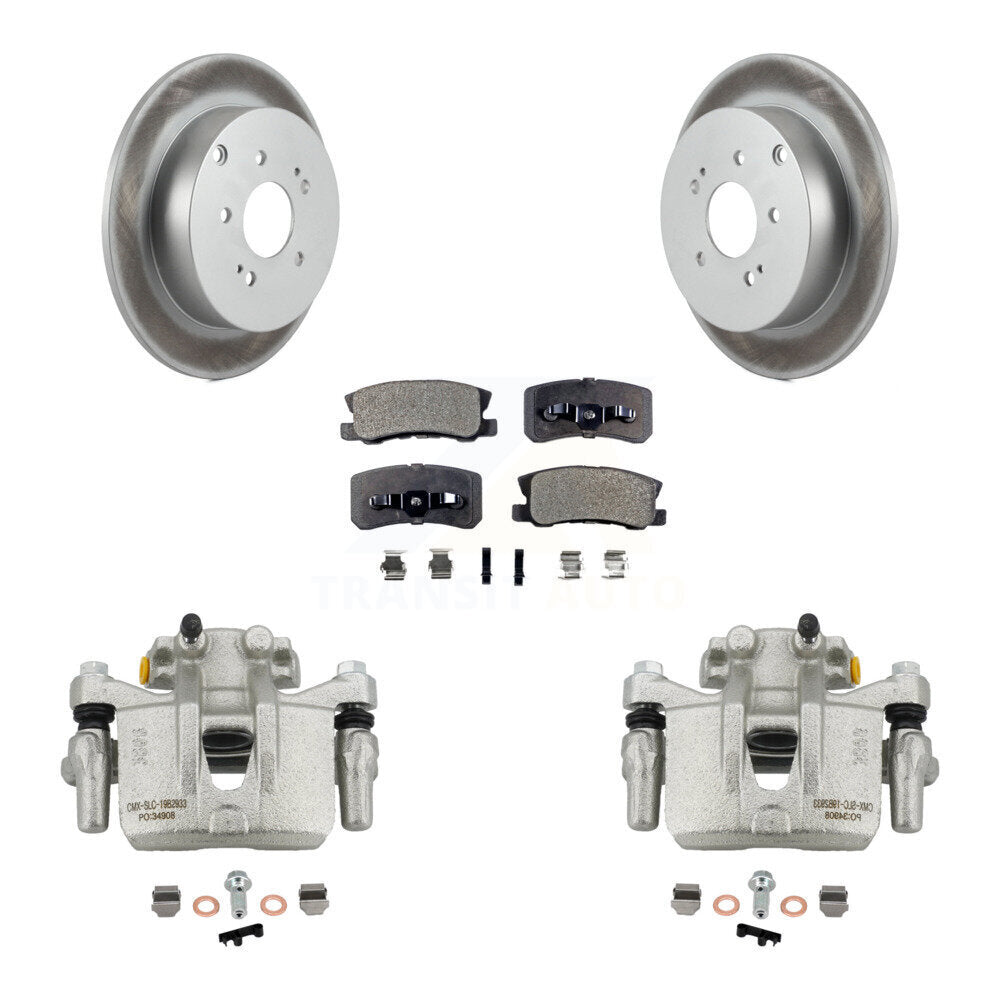 Rear Disc Brake Caliper Coated Rotors And Semi-Metallic Pads Kit For Mitsubishi Endeavor KCG-100158P