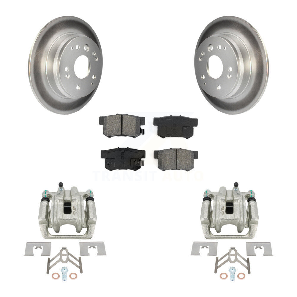 Rear Disc Brake Caliper Coated Rotors And Semi-Metallic Pads Kit For Acura TL Honda Element KCG-100158S by Transit Auto