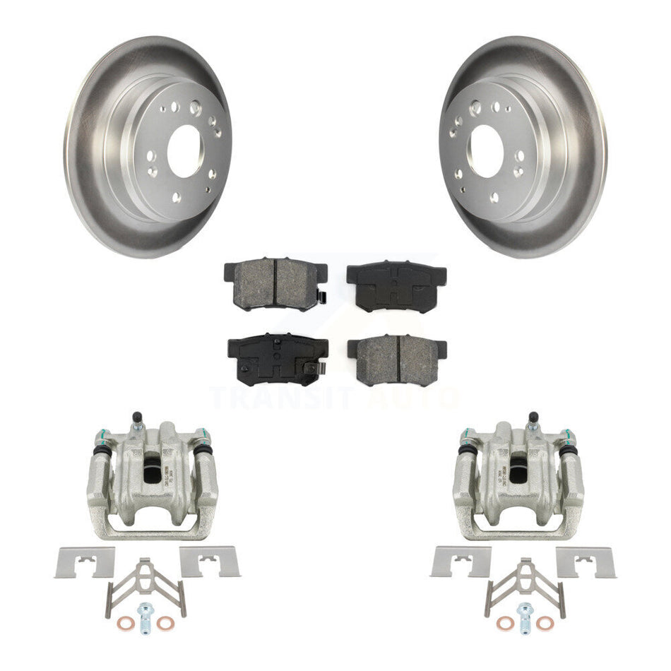 Rear Disc Brake Caliper Coated Rotors And Semi-Metallic Pads Kit For Acura TL Honda Element KCG-100158S
