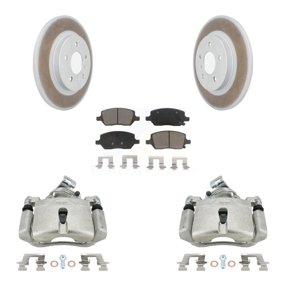 Rear Disc Brake Caliper Coated Rotors And Ceramic Pads Kit For 2005 Chevrolet Uplander Pontiac Montana Buick Terraza Saturn Relay KCG-100159C