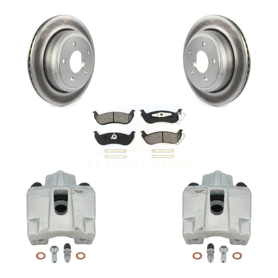 Rear Disc Brake Caliper Coated Rotors And Semi-Metallic Pads Kit For 2010-2011 Ford Ranger KCG-100160S by Transit Auto