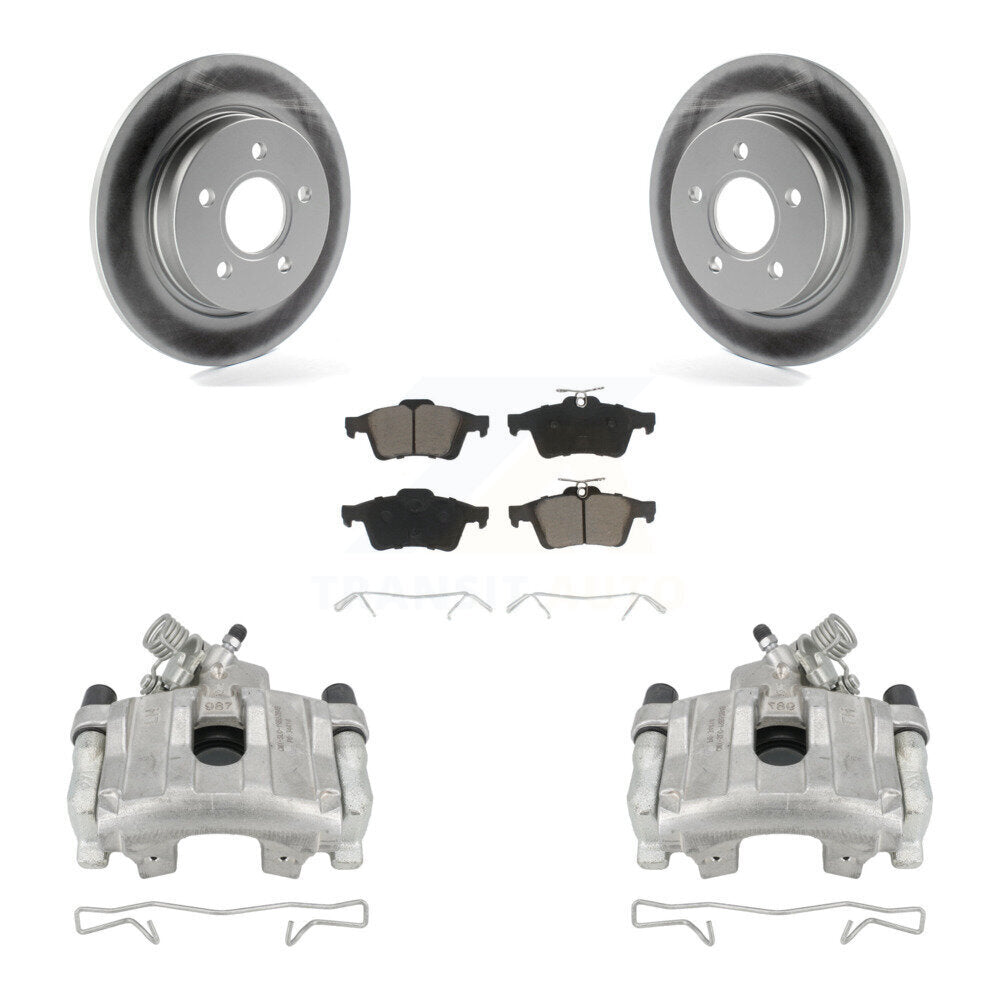 Rear Disc Brake Caliper Coated Rotors And Ceramic Pads Kit For Ford Focus KCG-100161C by Transit Auto