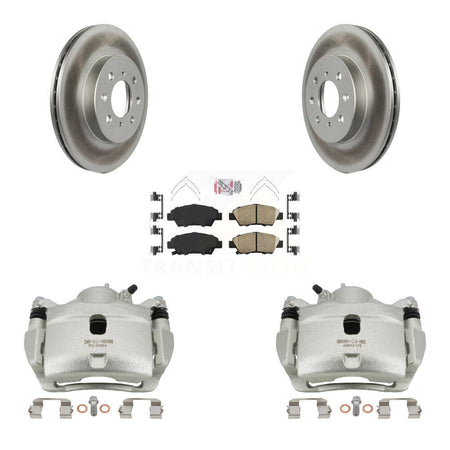 Front Disc Brake Caliper Coated Rotor And Ceramic Pad Kit For 2014 Honda Fit LX Sport DX KCG-100161N