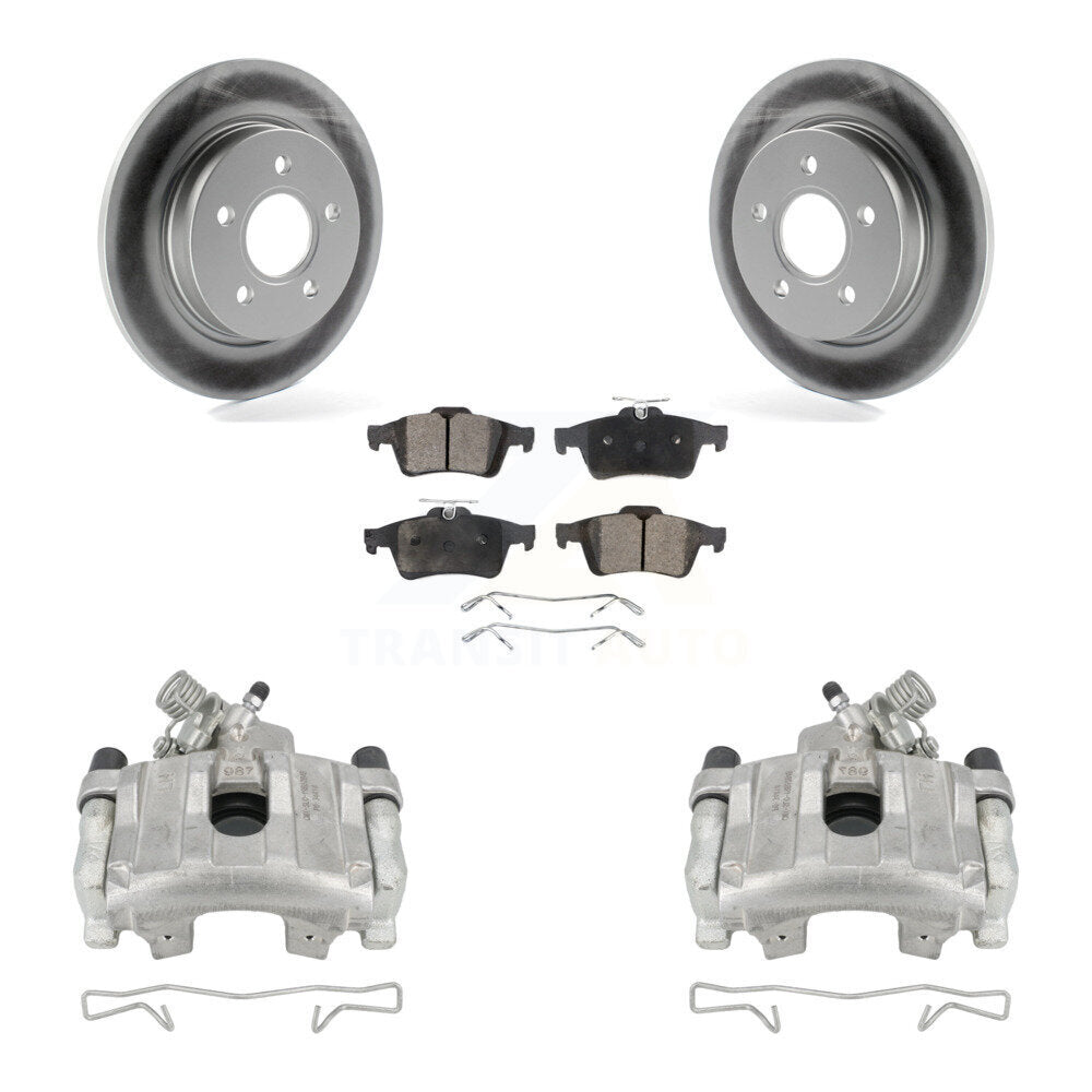 Rear Disc Brake Caliper Coated Rotors And Semi-Metallic Pads Kit For Ford Focus KCG-100161P by Transit Auto