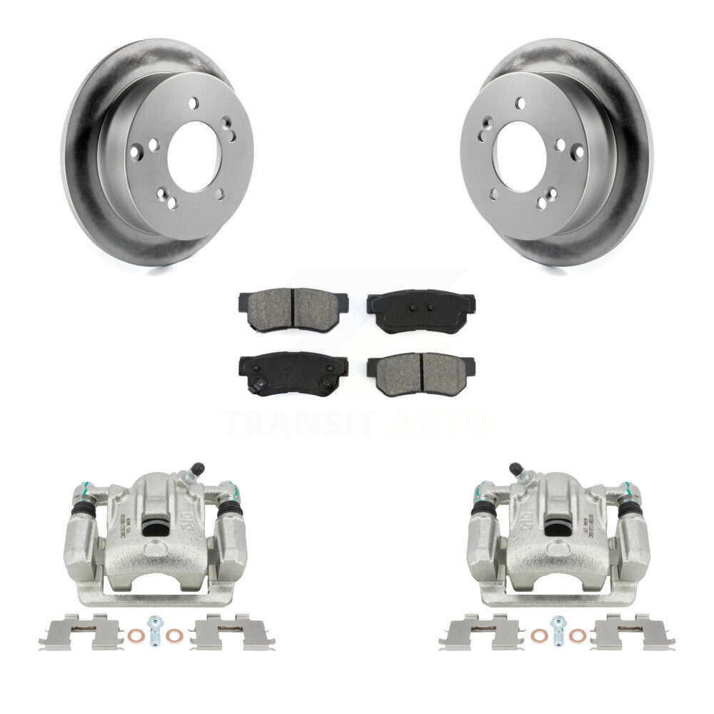 Rear Disc Brake Caliper Coated Rotors And Semi-Metallic Pads Kit For Kia Sportage Hyundai Tucson FWD KCG-100161S by Transit Auto