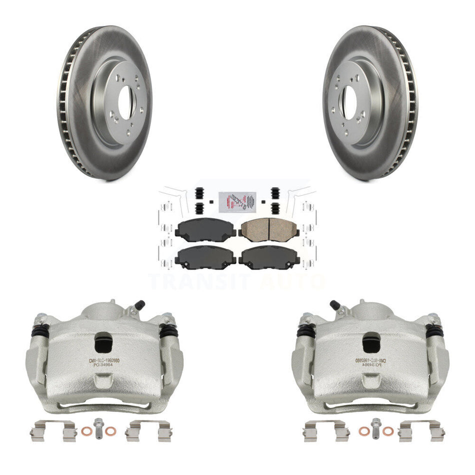Front Disc Brake Caliper Coated Rotors And Ceramic Pads Kit For Honda Civic KCG-100163N