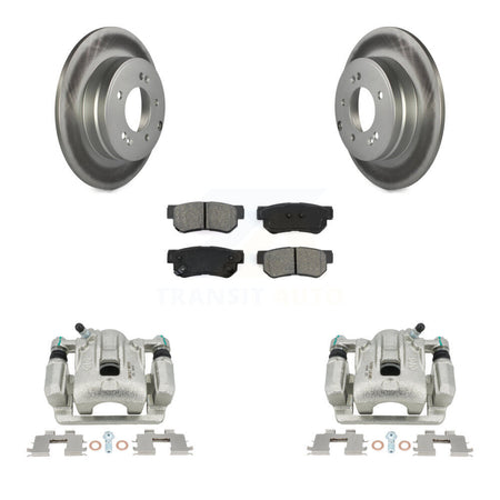 Rear Disc Brake Caliper Coated Rotors And Semi-Metallic Pads Kit For 2006 Hyundai Sonata 3.3L To 03 06 KCG-100164S by Transit Auto