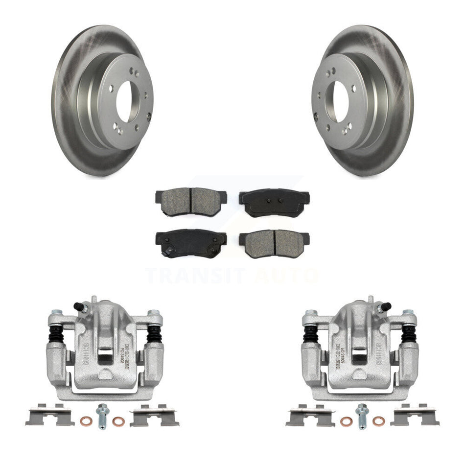 Rear Disc Brake Caliper Coated Rotors And Semi-Metallic Pads Kit For 2006 Hyundai Sonata 3.3L To 03 06 KCG-100164S