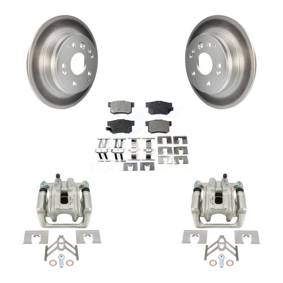 Rear Disc Brake Caliper Coated Rotors And Semi-Metallic Pads Kit For Acura TL Honda Element KCG-100165P