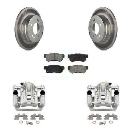 Rear Disc Brake Caliper Coated Rotors And Semi-Metallic Pads Kit For Hyundai Sonata 3.3L KCG-100165S