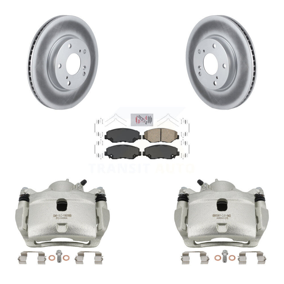 Front Disc Brake Caliper Coated Rotors And Ceramic Pads Kit For Honda Civic KCG-100166N