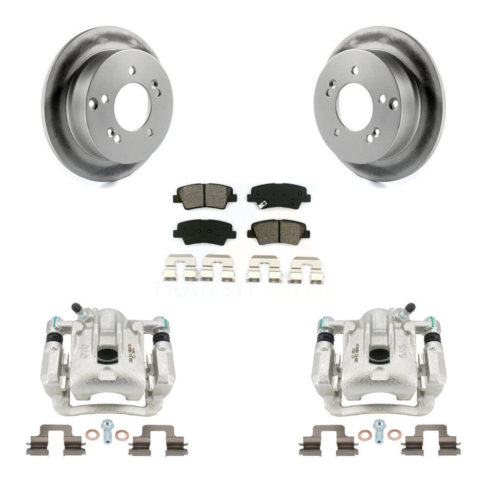Rear Disc Brake Caliper Coated Rotors And Semi-Metallic Pads Kit For 2009-2010 Hyundai Sonata 2.4L KCG-100166S