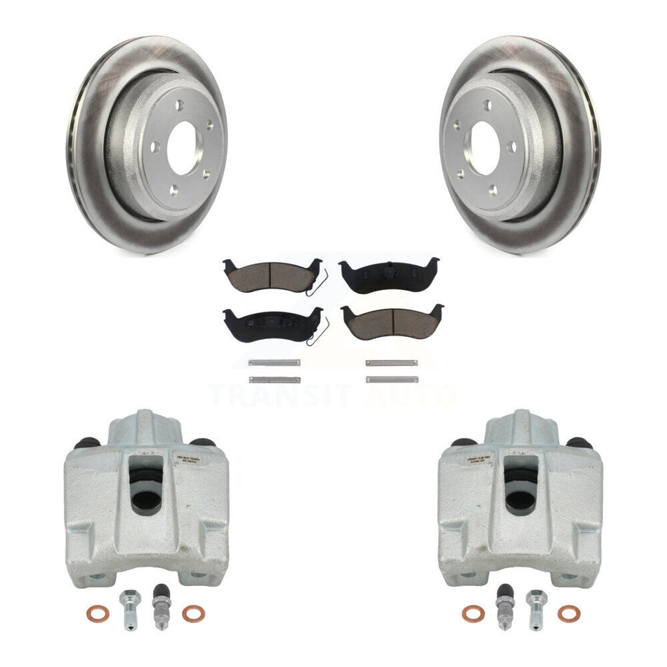 Rear Disc Brake Caliper Coated Rotors And Ceramic Pads Kit For 2010-2011 Ford Ranger KCG-100167C by Transit Auto