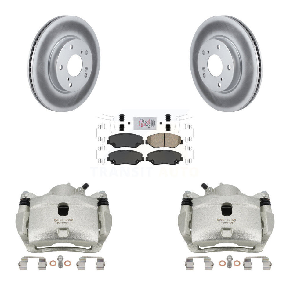 Front Disc Brake Caliper Coated Rotors And Ceramic Pads Kit For Honda Civic KCG-100167N