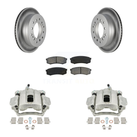 Rear Disc Brake Caliper Coated Rotors And Semi-Metallic Pads Kit For Toyota 4Runner FJ Cruiser KCG-100168S by Transit Auto