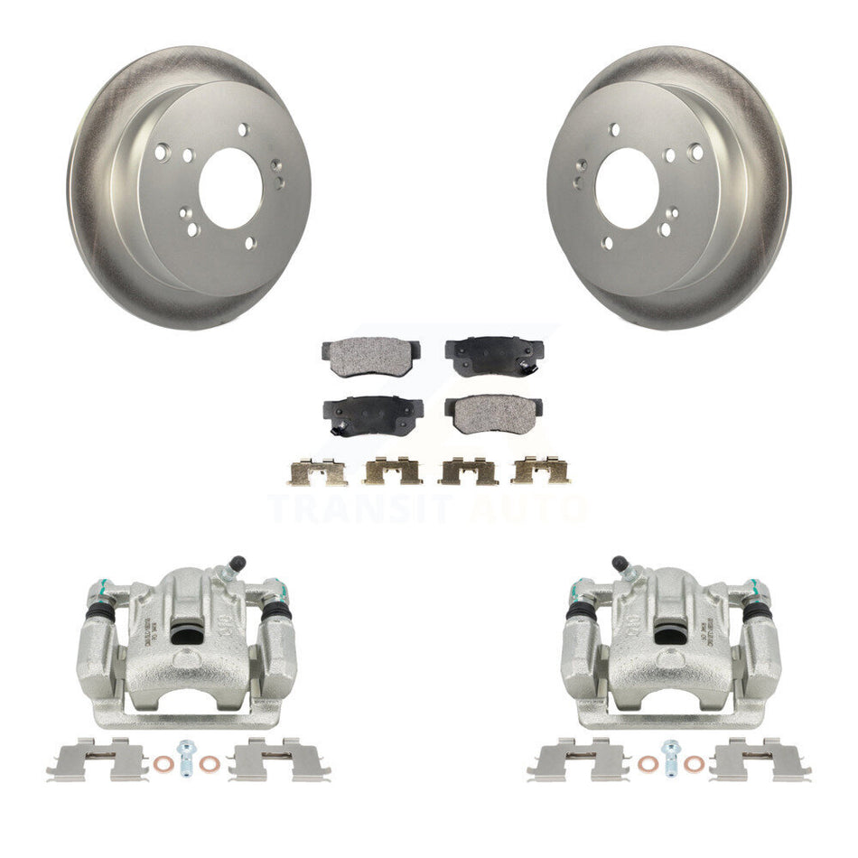 Rear Disc Brake Caliper Coated Rotors And Semi-Metallic Pads Kit For Kia Sportage Hyundai Tucson KCG-100169P by Transit Auto