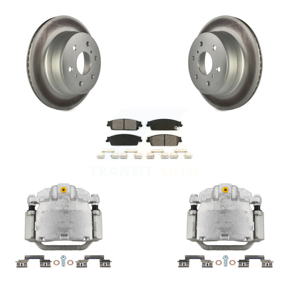 Rear Brake Caliper Coat Rotors Semi-Metallic Pad Kit For Chevrolet GMC Sierra 1500 Tahoe KCG-100169S