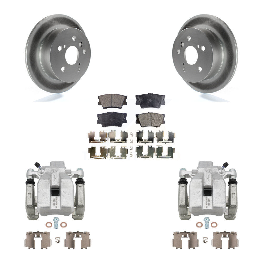 Rear Disc Brake Caliper Coat Rotor & Ceramic Pad Kit For Toyota Camry Lexus ES350 Avalon KCG-100169T