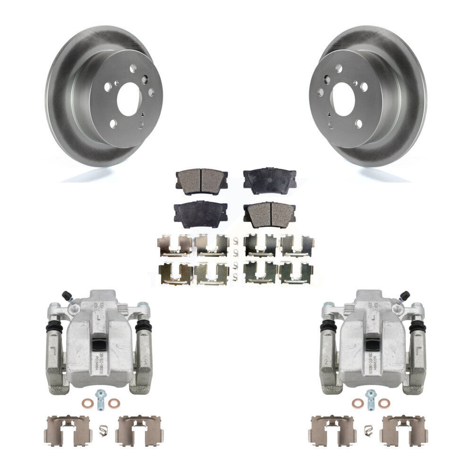 Rear Disc Brake Caliper Coat Rotor & Ceramic Pad Kit For Toyota Camry Lexus ES350 Avalon KCG-100169T