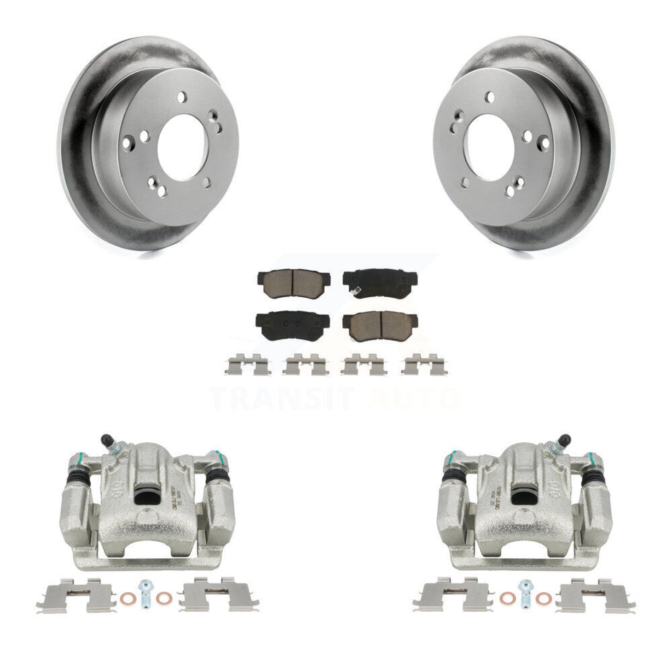 Rear Disc Brake Caliper Coated Rotors And Ceramic Pads Kit For Hyundai Sonata Kia Optima Magentis KCG-100170C by Transit Auto