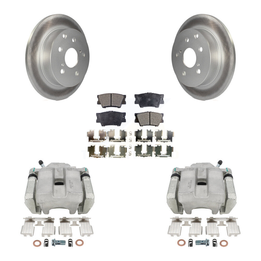 Rear Disc Brake Caliper Coated Rotors And Ceramic Pads Kit For Toyota RAV4 KCG-100171T