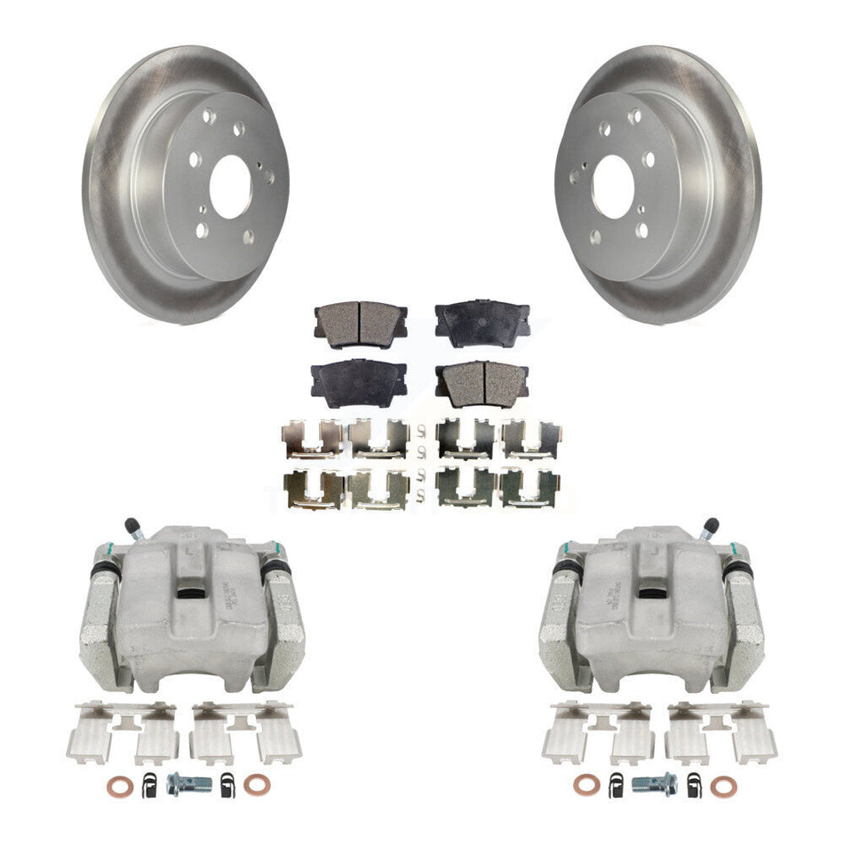 Rear Disc Brake Caliper Coated Rotors And Ceramic Pads Kit For Toyota RAV4 KCG-100171T