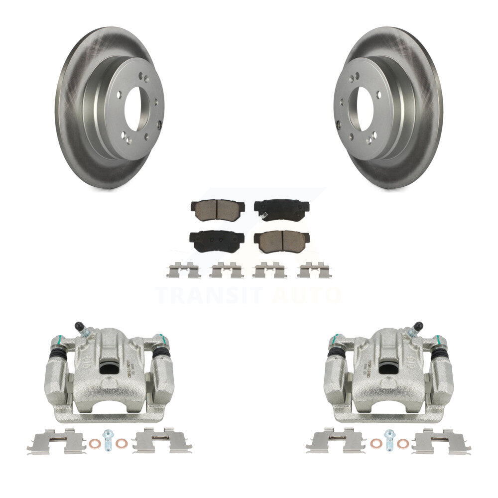 Rear Disc Brake Caliper Coated Rotors And Ceramic Pads Kit For 2006 Hyundai Sonata 3.3L To 03 06 KCG-100172C by Transit Auto