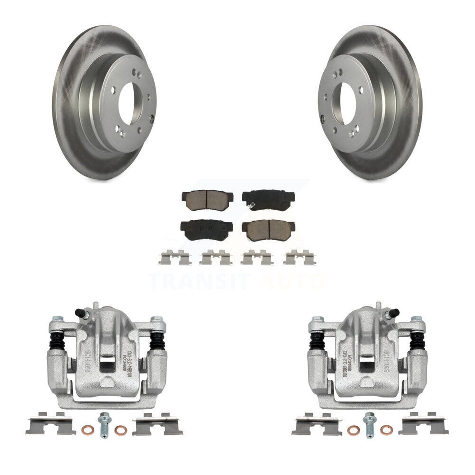 Rear Disc Brake Caliper Coated Rotors And Ceramic Pads Kit For 2006 Hyundai Sonata 3.3L To 03 06 KCG-100172C