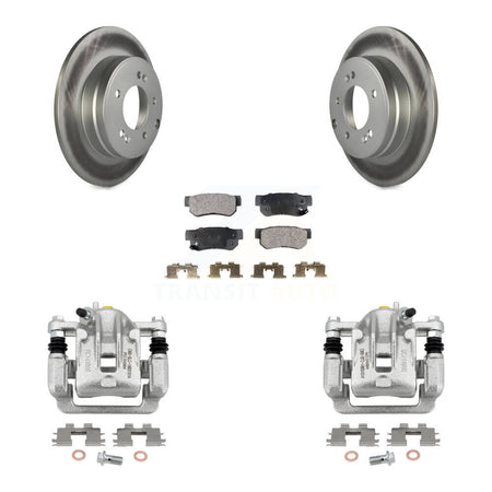 Rear Disc Brake Caliper Coated Rotors And Semi-Metallic Pads Kit For Hyundai Sonata 3.3L KCG-100172P