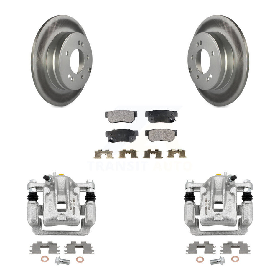 Rear Disc Brake Caliper Coated Rotors And Semi-Metallic Pads Kit For Hyundai Sonata 3.3L KCG-100172P
