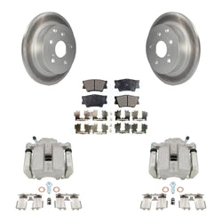 Rear Disc Brake Caliper Coated Rotors And Ceramic Pads Kit For Toyota RAV4 KCG-100172T