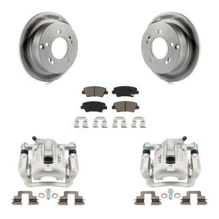 Rear Disc Brake Caliper Coated Rotors And Ceramic Pads Kit For 2009-2010 Hyundai Sonata 2.4L KCG-100173C by Transit Auto