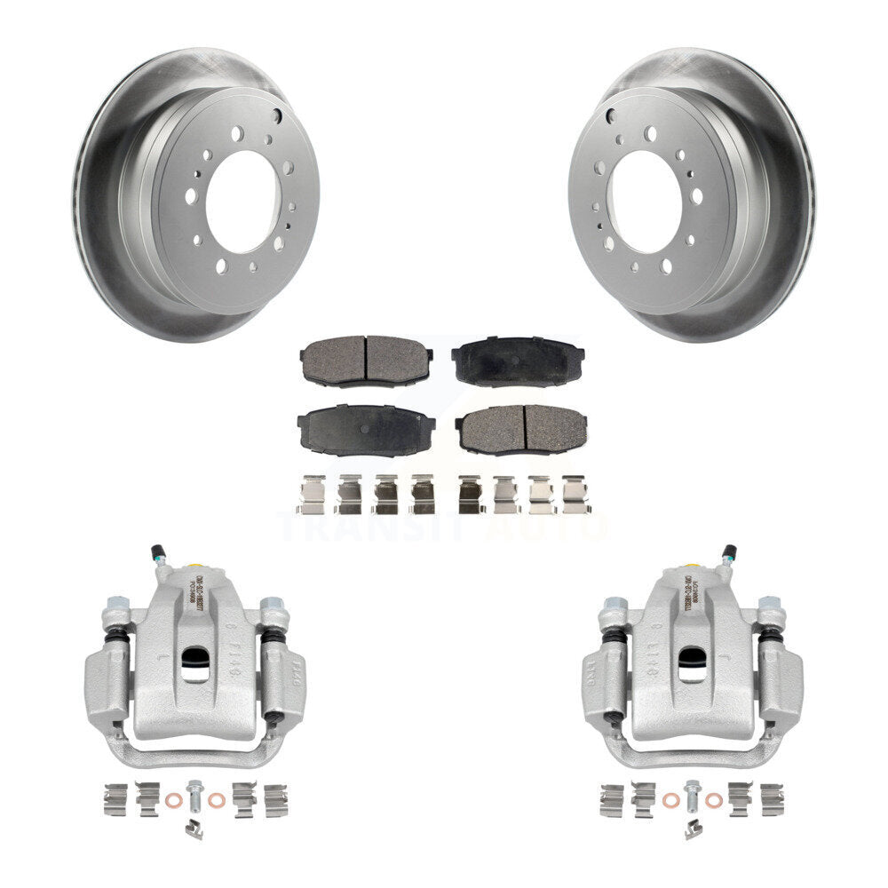 Rear Disc Brake Caliper Coated Rotors And Ceramic Pads Kit For Toyota Tundra Sequoia KCG-100173T
