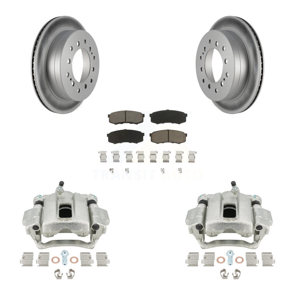 Rear Disc Brake Caliper Coated Rotors And Ceramic Pads Kit For Toyota Sequoia Lexus GX470 KCG-100174C by Transit Auto