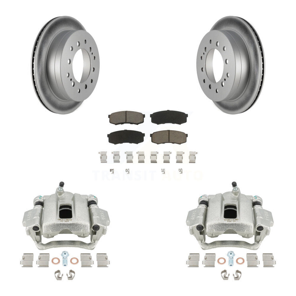 Rear Disc Brake Caliper Coated Rotors And Ceramic Pads Kit For Toyota Sequoia Lexus GX470 KCG-100174C by Transit Auto