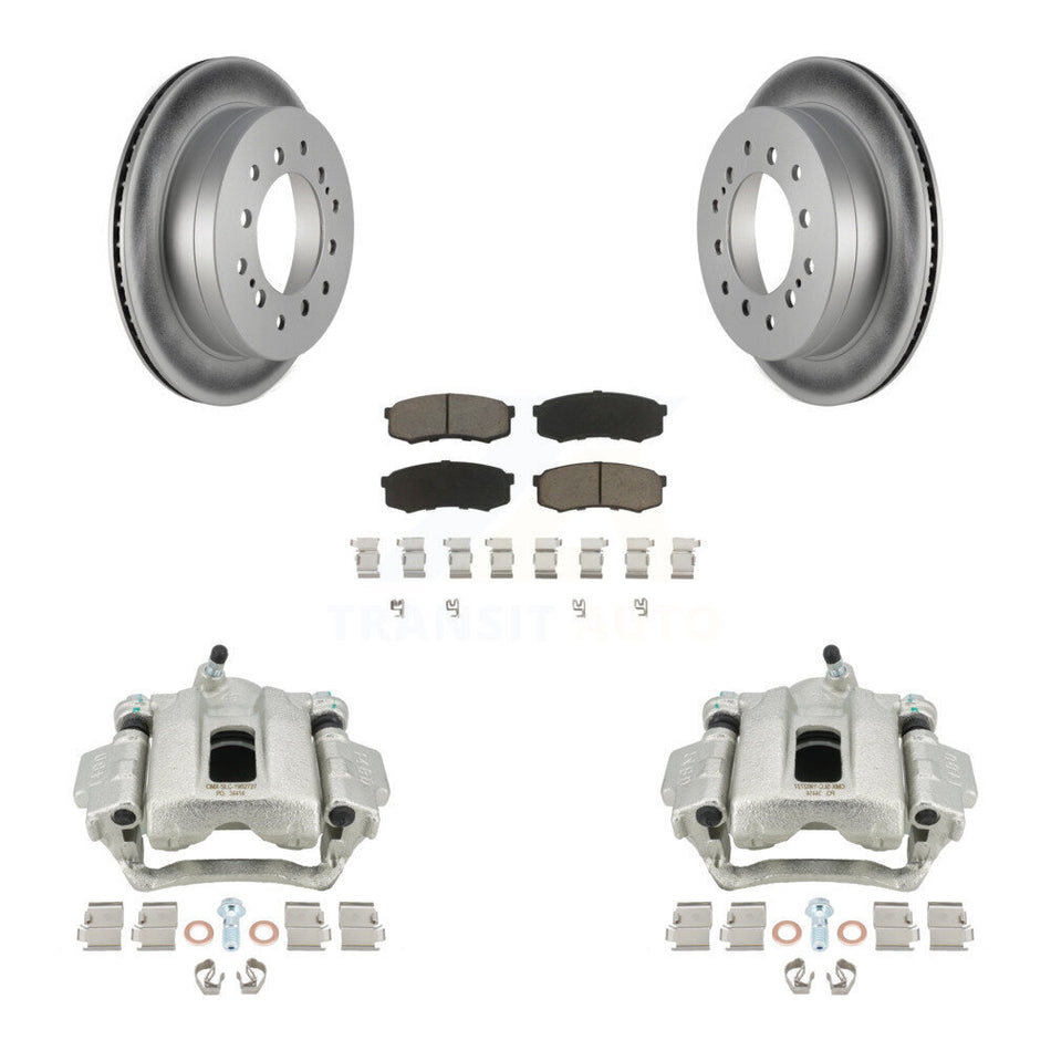 Rear Disc Brake Caliper Coated Rotors And Ceramic Pads Kit For Toyota 4Runner FJ Cruiser KCG-100175C by Transit Auto