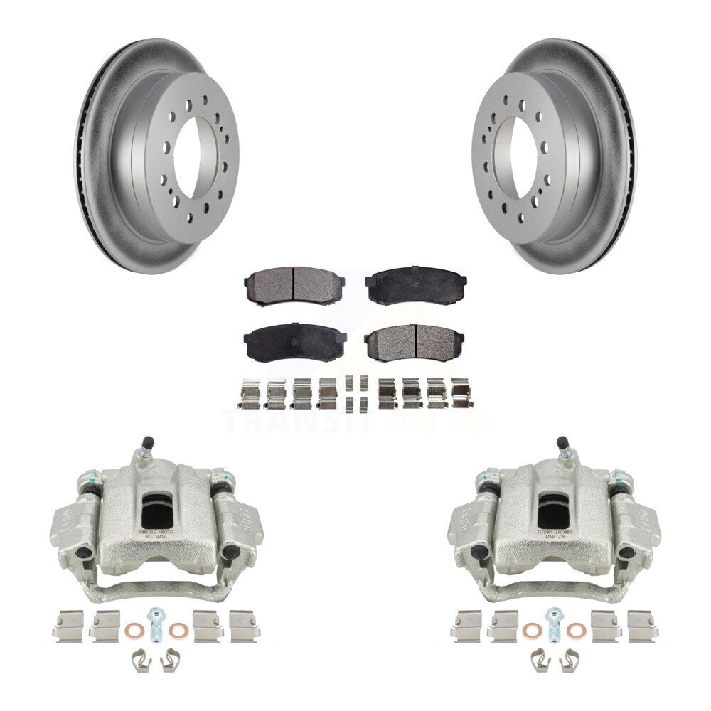 Rear Disc Brake Caliper Coated Rotors And Semi-Metallic Pads Kit For Toyota 4Runner FJ Cruiser KCG-100175P by Transit Auto