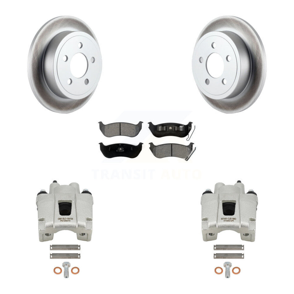 Rear Disc Brake Caliper Coated Rotors And Semi-Metallic Pads Kit For Jeep Liberty Wrangler TJ KCG-100175S