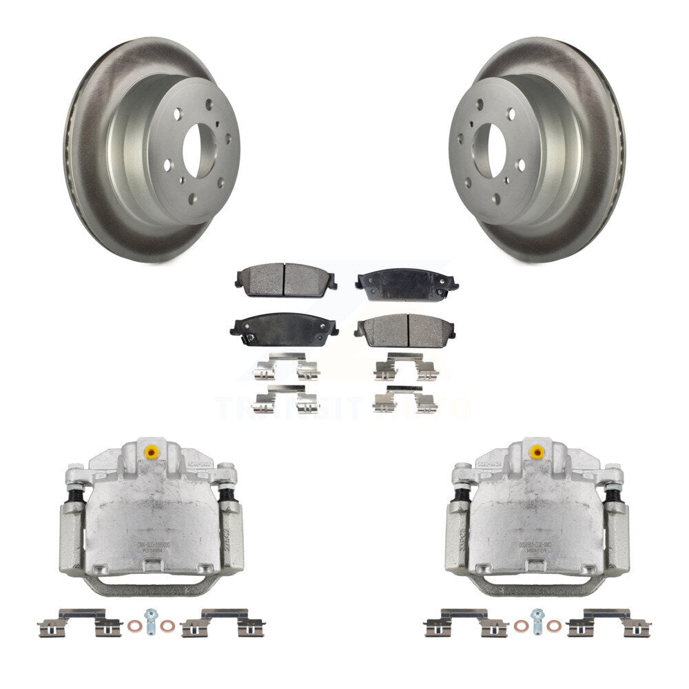 Rear Brake Caliper Coat Rotors Semi-Metallic Pad Kit For Chevrolet GMC Sierra 1500 Tahoe KCG-100176P