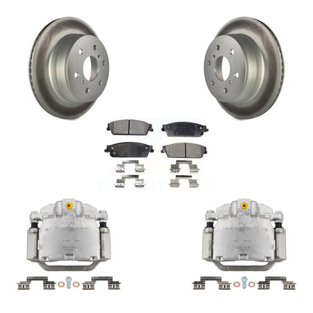Rear Brake Caliper Coat Rotors Semi-Metallic Pad Kit For Chevrolet GMC Sierra 1500 Tahoe KCG-100176P
