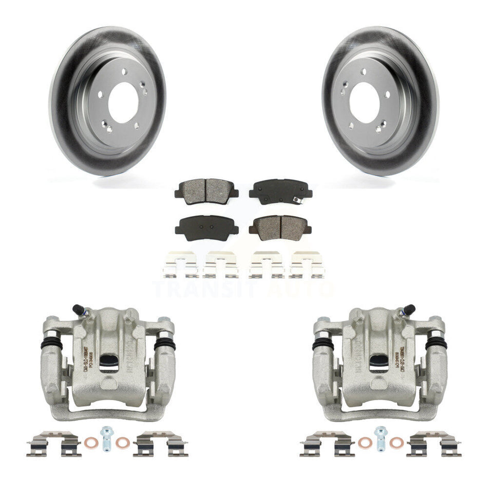 Rear Disc Brake Caliper Coated Rotors And Semi-Metallic Pad Kit For 2013 Kia Optima 2.0L KCG-100178S